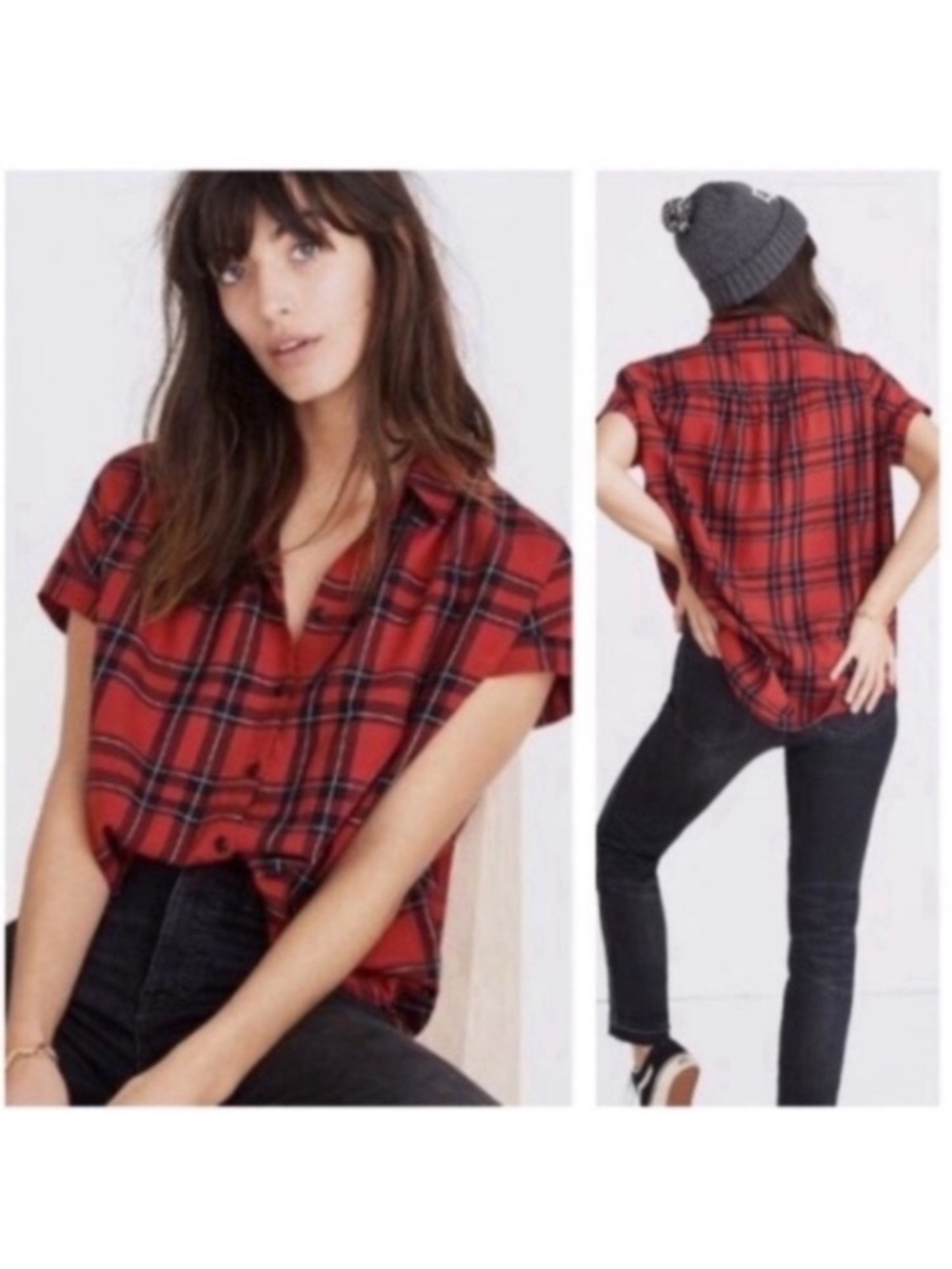 Madewell Central Shirt Red Plaid Dahl Short-Sleeve Button-Down